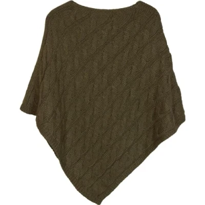 Image of styleBREAKER Knitted Poncho with Plait Pattern, Round Neck Poncho, coarse Knit, Ladies 08010040, Colour:Olive