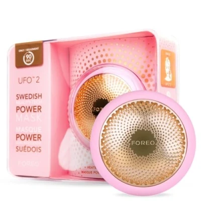 Image of FOREO UFO 2 Full Facial LED Mask Treatment, Spectrum &amp; Red Light Therapy, Face Masks Beauty Warming, Cooling, Massager, Moisturiser, Increased Skin Care Absorption, Pearl Pink