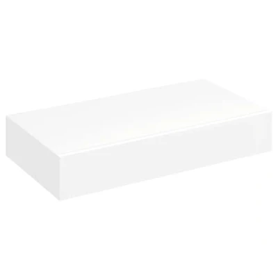 Image of vidaXL White MDF Floating Wall Display Shelf with Drawer Scandinavian &amp; Modern Style Home Décor for Living Room, Bedroom, Office