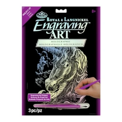 Image of Royal &amp; Langnickel Glow In The Dark Engraving Art A4 Size Unicorns Designed Painting Set