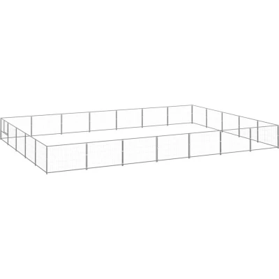 Image of vidaXL Dog Kennel Silver 35 m² Steel