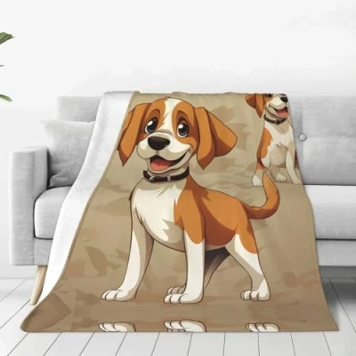 Image of Flannel Fleece Throw Blanket Cartoon Beagle Dogs Print Lightweight Soft Couch Warm Cozy Plush for Bed Sofa Chair 50&quot;X40&quot;