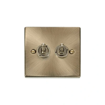 Image of Click Deco 2 Gang Way 10AX Toggle Switch Antique Brass
