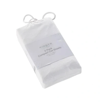 Image of Kinder Valley 2 Pack Soft Polycotton Spacesaver Compact Cot Fitted Sheets 100cm x 50cm (White)