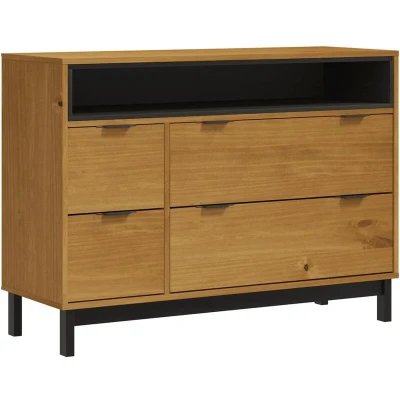Image of vidaXL Drawer Cabinet FLAM 110x40x80 cm Solid Wood Pine