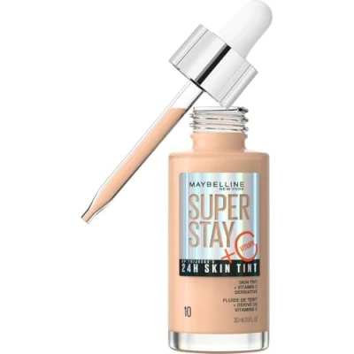 Image of Maybelline Super Stay Skin Tint Foundation, With Vitamin C*, Foundation and Skincare, Long Lasting up to 24H, Vegan Formula, Shade 10