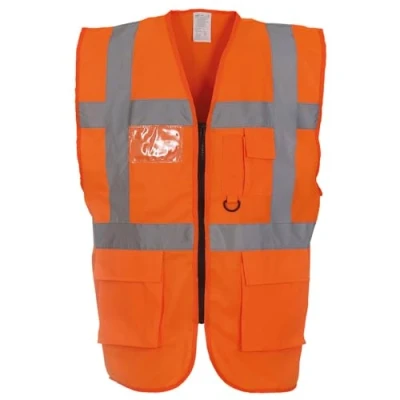 Image of Yoko Men&#039;s Yk002/Hvw801 Multi Functional Executive Hi Vis Waistcoat Orange, Large