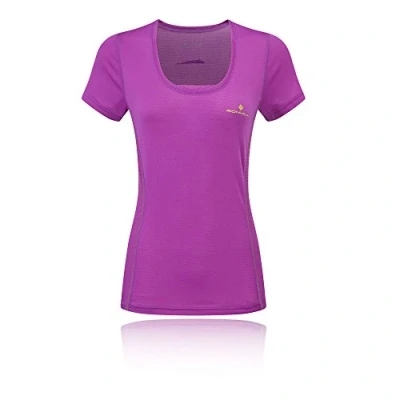 Image of Ronhill Women&#039;s Stride Zeal Short Sleeve T Shirt Thistle/Citrus, Size 12