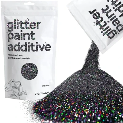 Image of Glitter Paint for Walls Black Holographic Additive Emulsion Latex Acrylic Sparkles Ultrafine Interior Painting 100g / 3.5oz