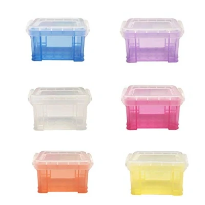 Image of Dtlecyj 6 Pack Mini Storage Boxes Plastic Box Organiser with Lid Small Bin