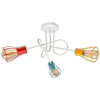 Image of Oxford Multi Arm Semi Flush Ceiling Light White, Orange, Red, Turquoise 64cm
