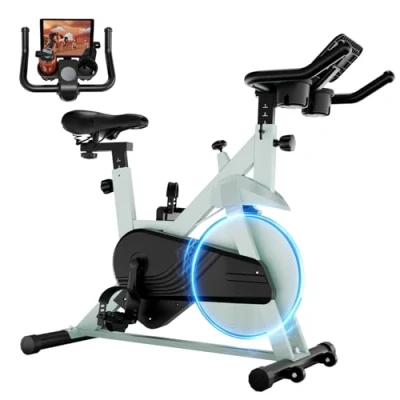 Image of Lacuffy Exercise Bike Indoor Cycling 136 kg Weight Capacity Magnetic Stationary Fitness Spin with LCD Display and APP for Home
