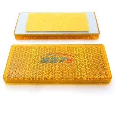 Image of 227s Self Adhesive Reflectors Stick On Rectangular Trailer Caravan Suitable for Vehicles, Cycle Carriers, Gateposts E Approved Amber 69mm x 31.5mm Depth 6 mm 2 Pack