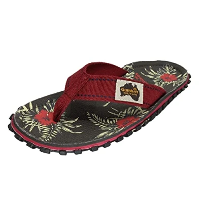 Image of Gumbies Original Model Red Toe Separator for Women/Men, Shoes, Flip Flops, Sandals, Grey Hibiscus, 12 UK