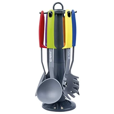 Image of Alpina Kitchen Utensils Stand 7pcs, Nylon, Multi Coloured,