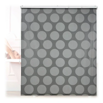 Image of Relaxdays Shower Roller Blind, Geometric Pattern, Flexible Mounting, Dotted Curtain for Bath and Window, 140x240cm, Grey