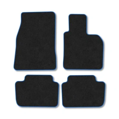 Image of Car Mats Compatible with BMW X3 (2004 2011) [E83] Tailored Fit Blue Carpet Floor Set Accessory Custom 4 Pieces Anti Slip Backing &amp; Binding Trim Edge