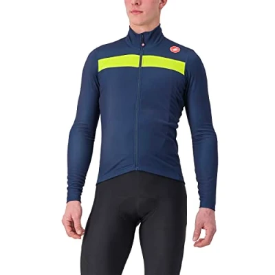 Image of CASTELLI 4518511 424 PURO 3 JERSEY FZ Sweatshirt Men&#039;s BELGIAN BLUE/YELLOW Size M