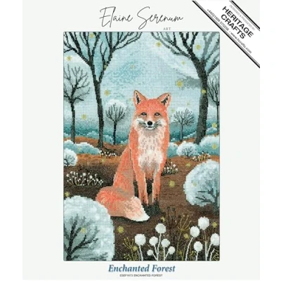 Image of Heritage Crafts Enchanted Forest (Fox) Counted Cross Stitch Aida Kit Elaine Serenum