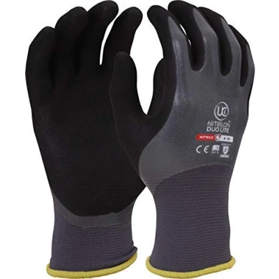 Image of UCI Nitrilon Duo Lite Fully Double Coated Nitrile Waterproof 18gg Grip Gloves (10 / XL)