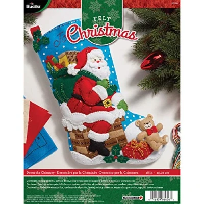 Image of Bucilla Down the Chimney Stocking Felt Applique Kit, Multi Colour, 3.04 x 22.86 30.48 cm