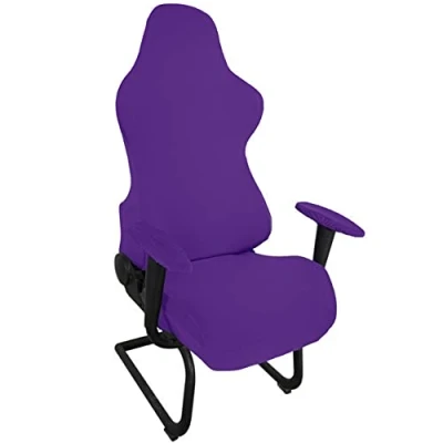 Image of Highdi Stretchable Gaming Chair Covers, Computer Office Cover Stretch High Back, Spandex Armchairs Protector for Racing Chairs, Game (one size,dark purple)