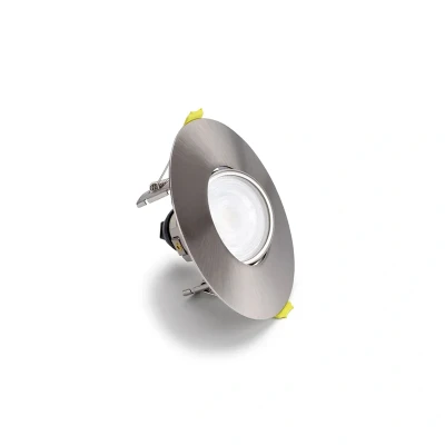 Image of Evofire Tiltable Fire Rated 70 100mm GU10 Downlight IP20 Satin Nickel Integral LED