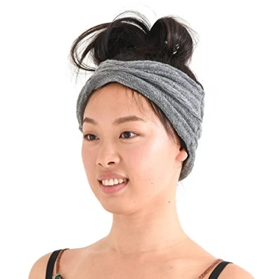 Image of CHARM Organic Cotton Turban Headband Mens Knit Ear Warmer Hair Band Chemo Wrap Made in Japan Womens Grey