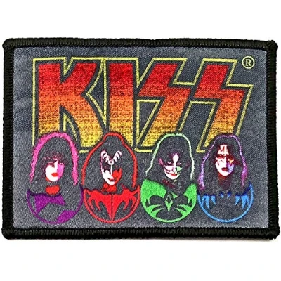 Image of Kiss Faces &amp; Icons Printed Patch Black 10x7cm