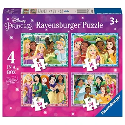 Image of Ravensburger Disney Princess Toys 4 in a Box Jigsaw Puzzles 12, 16, 20, 24 Pieces 2023 Edition