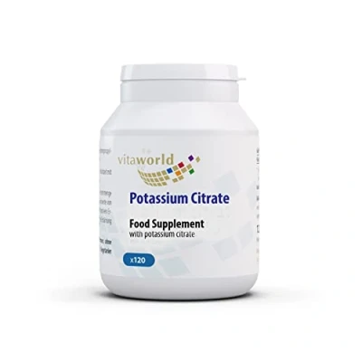 Image of Vita World Potassium Citrate 605mg Daily dose 120 Capsules Made in Germany
