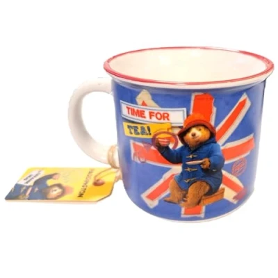 Image of Elgate Paddington Bear Camping Mug Cup Union Jack Time for Tea Official Licenced Film Movie 3 Merchandise Souvenir