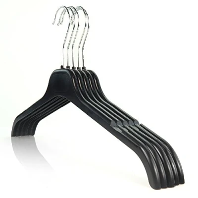 Image of HANGERWORLD 20 Pack Strong Black Plastic Garment Coat Hangers for Clothes with Notches All Purpose 43cm (17&quot;)