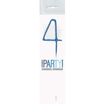 Image of Blue Glitz Number 4 Birthday Sparkler (17cm) Perfect for Birthday, Anniversary &amp; Milestones Celebration 1 Pc