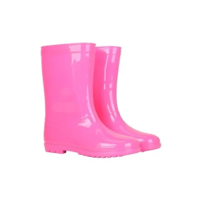 Image of Mountain Warehouse Plain Kids Wellies Waterproof, Soft Jersey Lined Wellington Boots with Gripped Sole For Boys &amp; Girls Spring Summer, Rain, School, Outdoors Bright Pink Shoe Size 3
