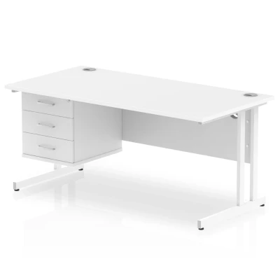 Image of Impulse 1600 Rectangle White Cant Leg Desk 1 x 3 MI002219
