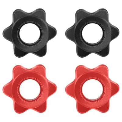 Image of TRKETK 4 Pcs Barbell Bar Hexagon Nuts, Dumbbell Clips Hex Screw Ends Anti Slip Collars Spin Lock Collar Nut Clamps for Dumbell Weight Lifting Training