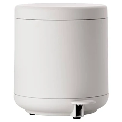 Image of Zone Denmark Ume Bathroom Waste Bin, Cosmetic Pedal Bin with Lid for Bathroom, Removable Inner Bucket and Soft Close, Diameter 19.5 cm, Height 22 4 Litres, Grey (Light Grey)