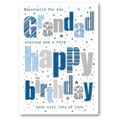 Image of Nigel Quiney Grandad Birthday Card Holographic Star Design with Foil Details Eco Friendly and Recyclable