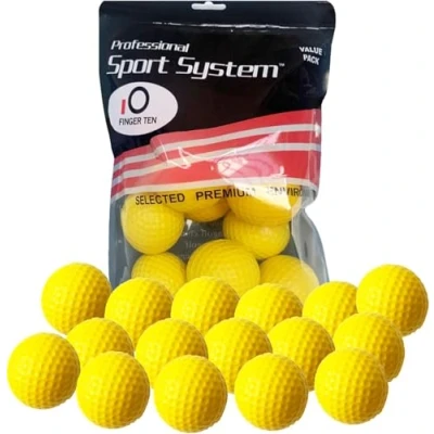 Image of FINGER TEN Golf Practice Balls Elastic Foam Soft Value 12 Pcs, Training Ball Spone Dimpled Exercise for Home Office Indoor Outdoor (Yellow, Pack)