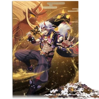 Image of 1000 Adult Pieces Jigsaw Puzzle Genshin Impact Arataki Itto 100% Recycled Cardboard for Adults and Kids Age 12 Years Up 26x38cm