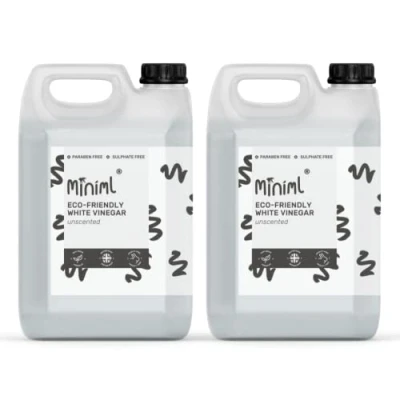 Image of Miniml Eco White Vinegar Cleaning Unscented All Natural Multi Surface &amp; Purpose Cleaner, Limescale Remover, Laundry Softener More 100% Vegan Cruelty Free (10L (Pack of 2))