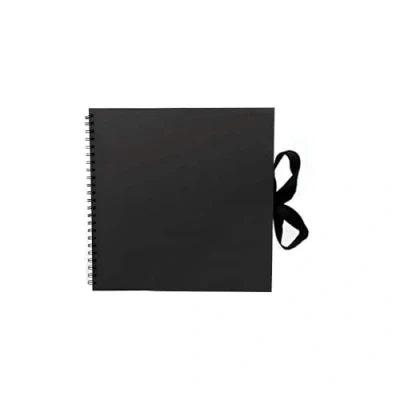 Image of KARRMA LTD. 15x15 CM Small Scrapbook Photo Album Black Square Scrap book with 50 sheets/100 pages and Ribbon Closure Ideal for Wedding Family Baby Vacation Arts Crafts DIY