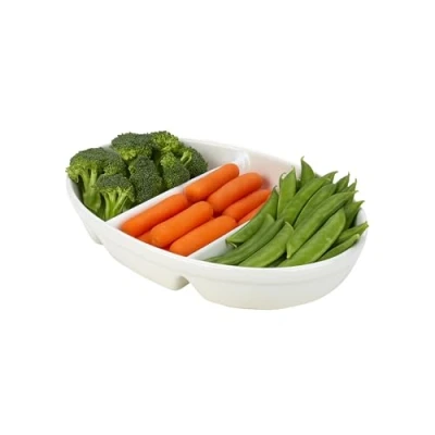 Image of GenWare Porcelain 3 Division Vegetable Dish 28cm, 3DV2 W, Single