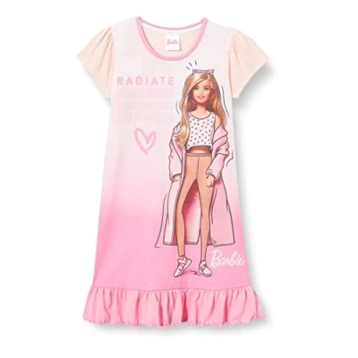 Image of Barbie Girls Nightdress, Ages 3 to 10 Years, Official Gifts (8 9 Years) Pink
