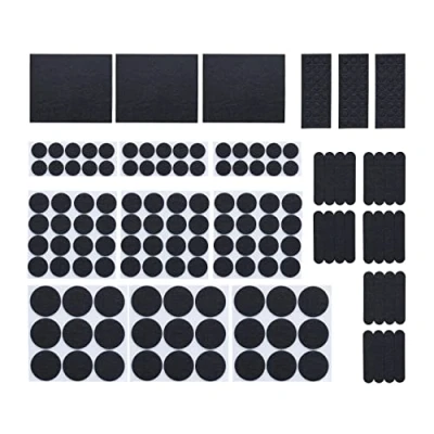Image of Relaxdays Furniture Pads, Non, 204x Pack, Self Adhesive, Floor Protector, Anti Slip, Square, Round, Black, Felt, 0.5 x 10 8.5 cm