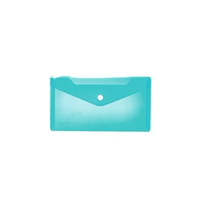Image of HERMA 20040 Document Wallet, DIN Long, Transparent, Light Blue, Small Transparent Pockets Envelope with Press Stud, Plastic for School, University, Office, Travel