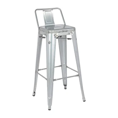 Image of Bolero Bistro Galvanised Steel High Stool with Backrest (Pack of 4)