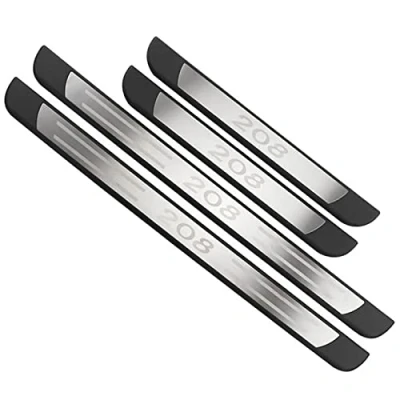 Image of 4 pcs Stainless Steel Car Door Sill Protector Strips for Peu geot 208 2012 2020, Kick Plates Scuff Guard Threshold Styling Decoration Accessories