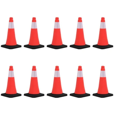 Image of vidaXL Reflective Traffic Cones with Heavy Bases 10 pcs 50 cm